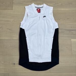 Nike Sweater Womens Medium White Vest Tech Fleece Mesh Cocoon Tunic Ladies